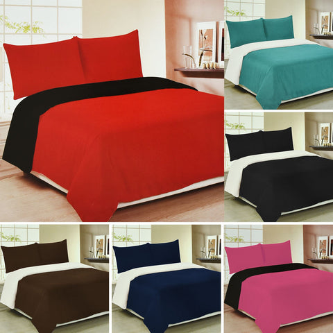 Reversible Duvet Set With Pillow Cases Fitted Sheet