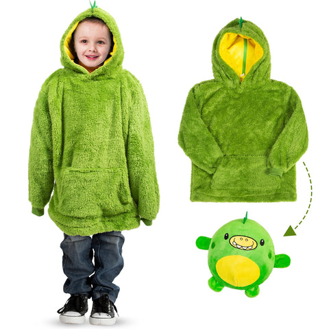 Kids Plush Animal Fleece Hoodie Blanket