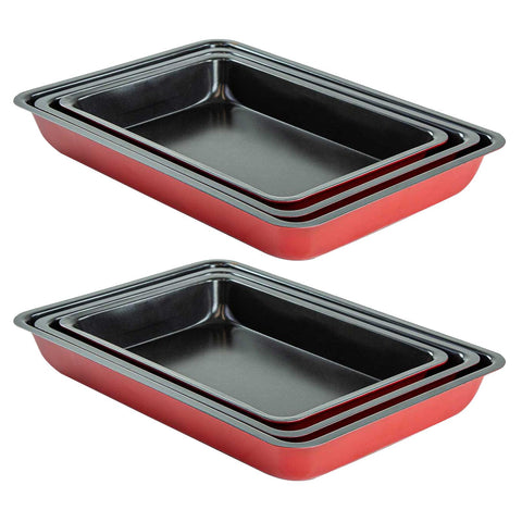 6 Piece Non Stick Roasting Baking Cooking Trays Set