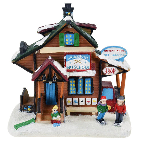 Light Up LED Christmas Snow Ski School Nativity Scene