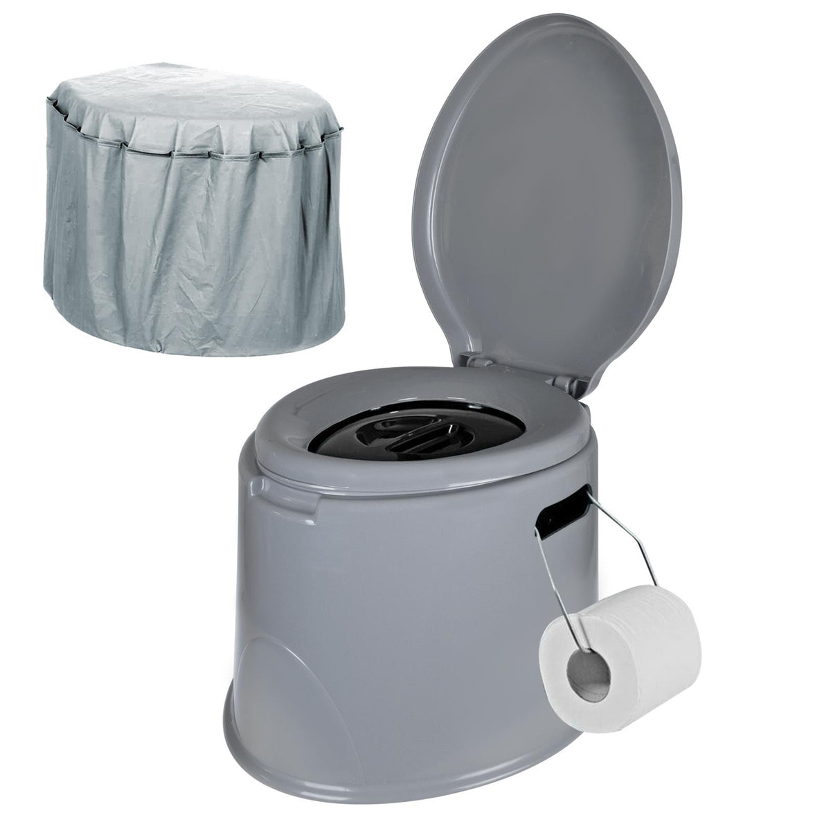 Portable 5L Camping Toilet With Roll Holder