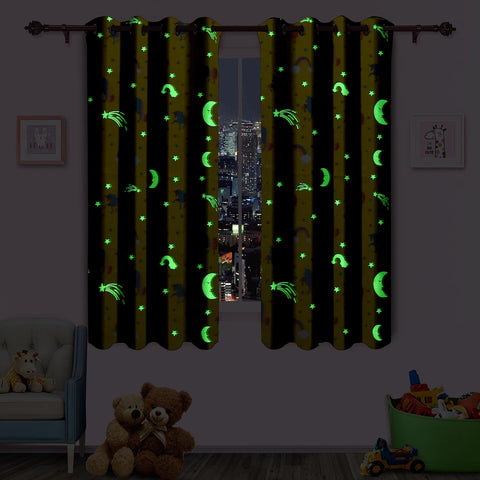 Blackout Glow In The Dark Kid Pair Curtains