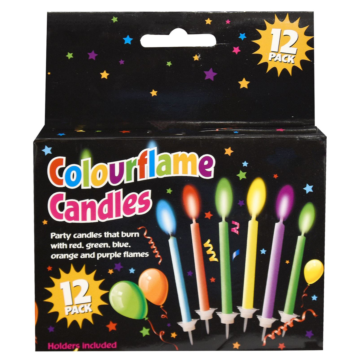 Perfect Party Pack of 12 Colourflame Candles