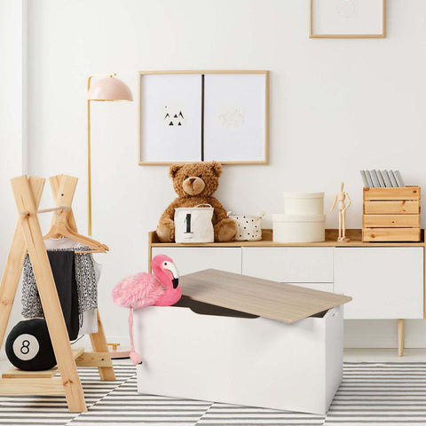 Wooden Storage Box Kids' Toys Storage Chest White Blanket Box And Ottoman