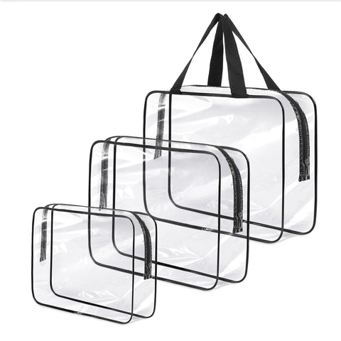 Transparent PVC Travel Organiser Bags 3 Pack