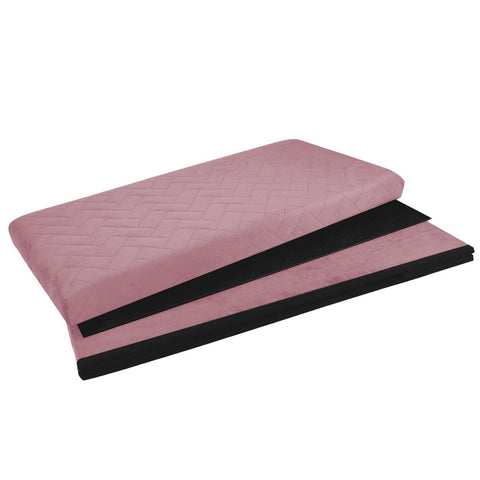 Foldable Storage Bench Velvet Ottoman Pink