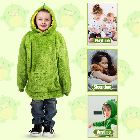 Kids Plush Animal Fleece Hoodie Blanket