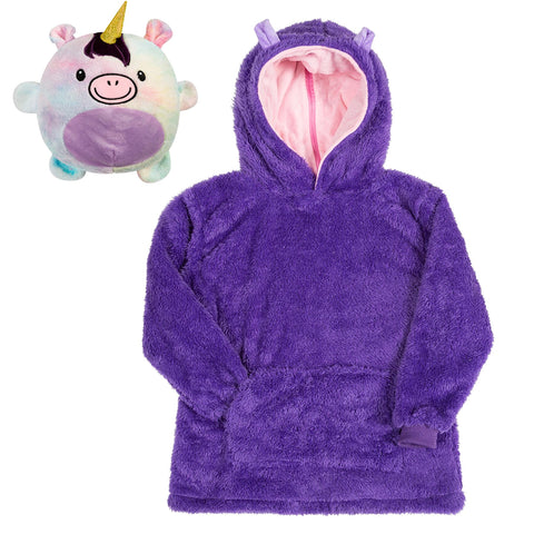 Kids Plush Animal Fleece Hoodie Blanket