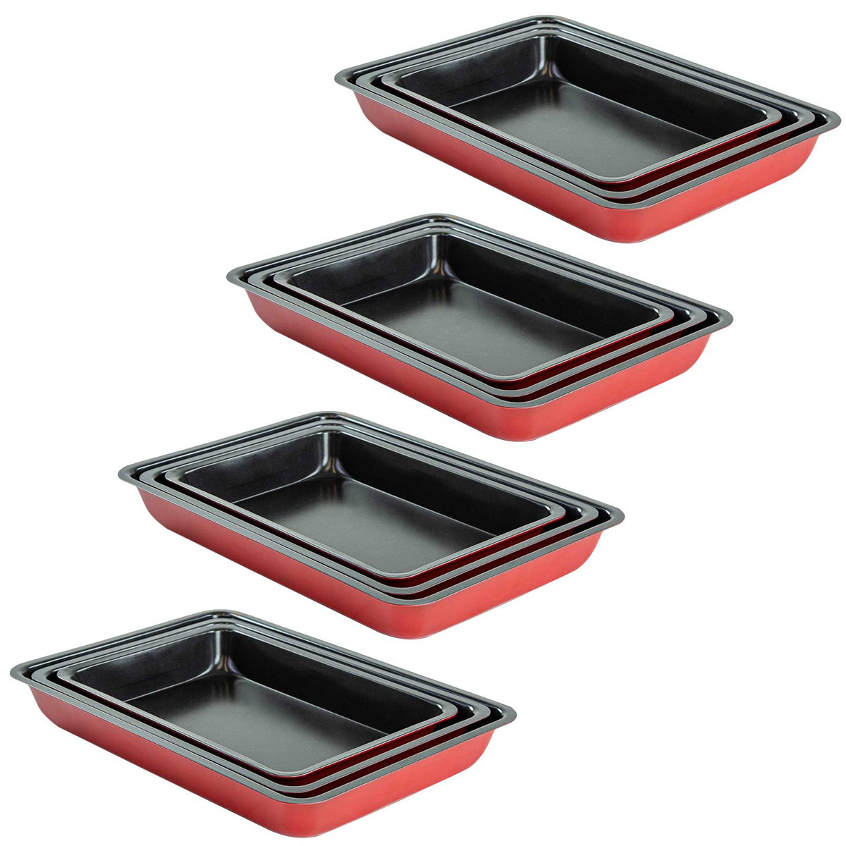 12 Piece Non Stick Roasting Baking Cooking Trays Set