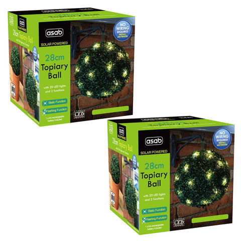 Solar Powered 28cm LED Topiary Ball Hanging LED Light