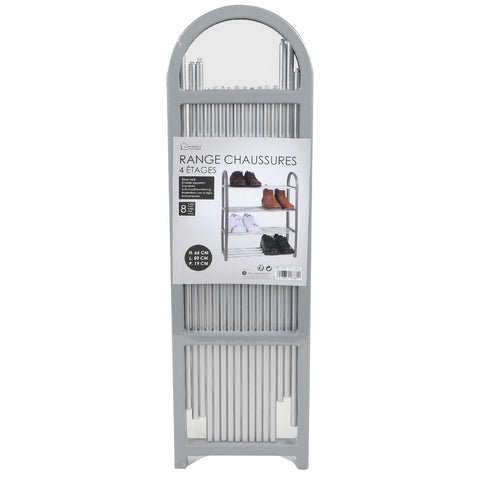 4 Tier Storage 8 Pair Shoe Rack Grey