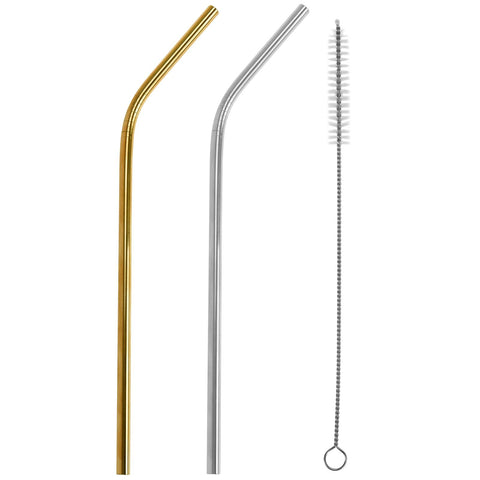 Stainless Steel Reusable Drinking Straw With Cleaning Brush