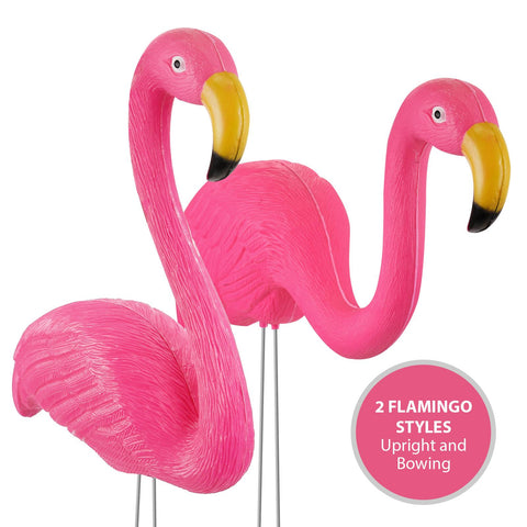 2Pcs Pink Garden Pond Flamingo Ornaments Decoration