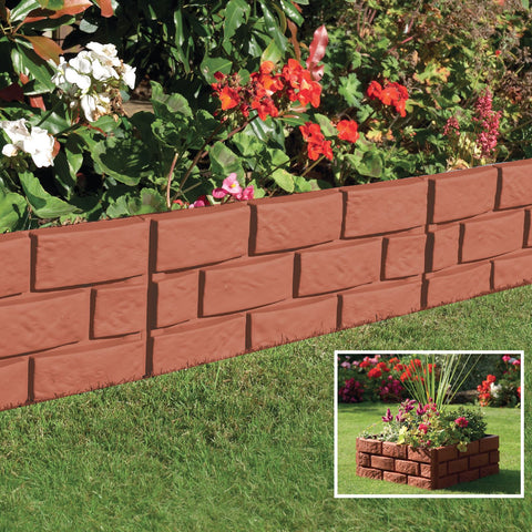 4Pk Hammer In Lawn Edging Edge Fence Brick Effect