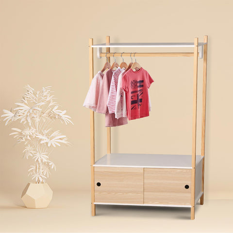 Wooden White Wardrobe Kids' Bedroom Wardrobe With Two Sliding Doors