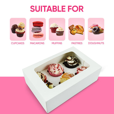 Windowed Cupcake Boxes for 6 Cupcakes