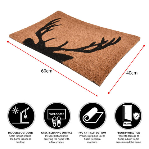 Door Mat Stag Horns