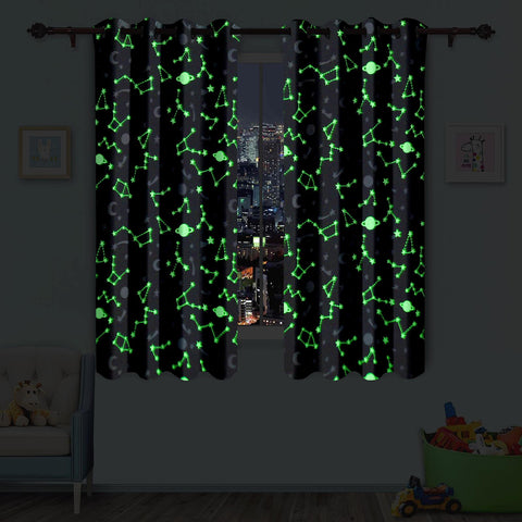 Blackout Glow In The Dark Kid Pair Curtains