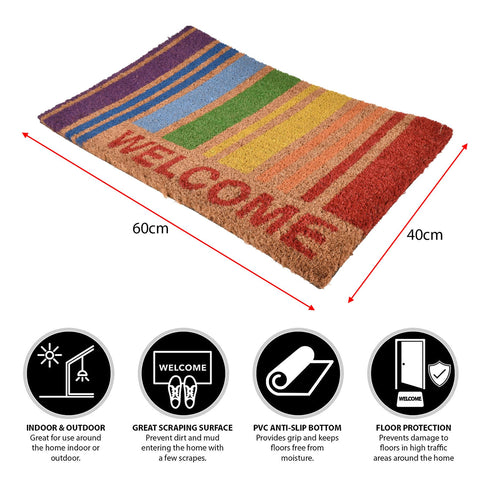 Door Mat Rainbow Welcome