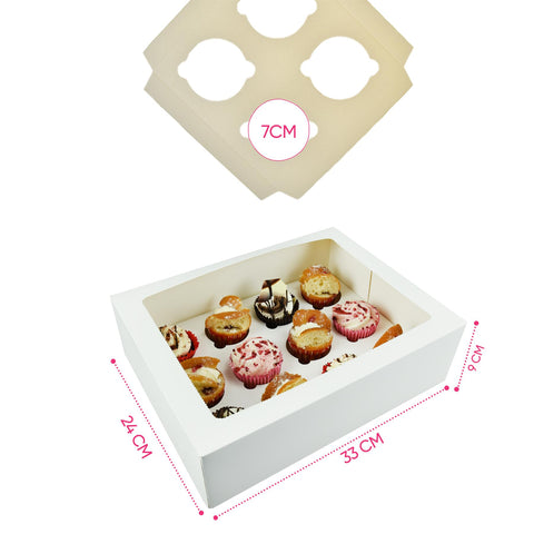 Windowed Cupcake Boxes for 12 Cupcakes