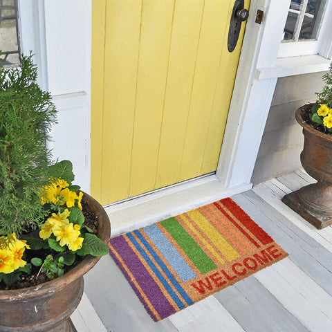 Door Mat Rainbow Welcome