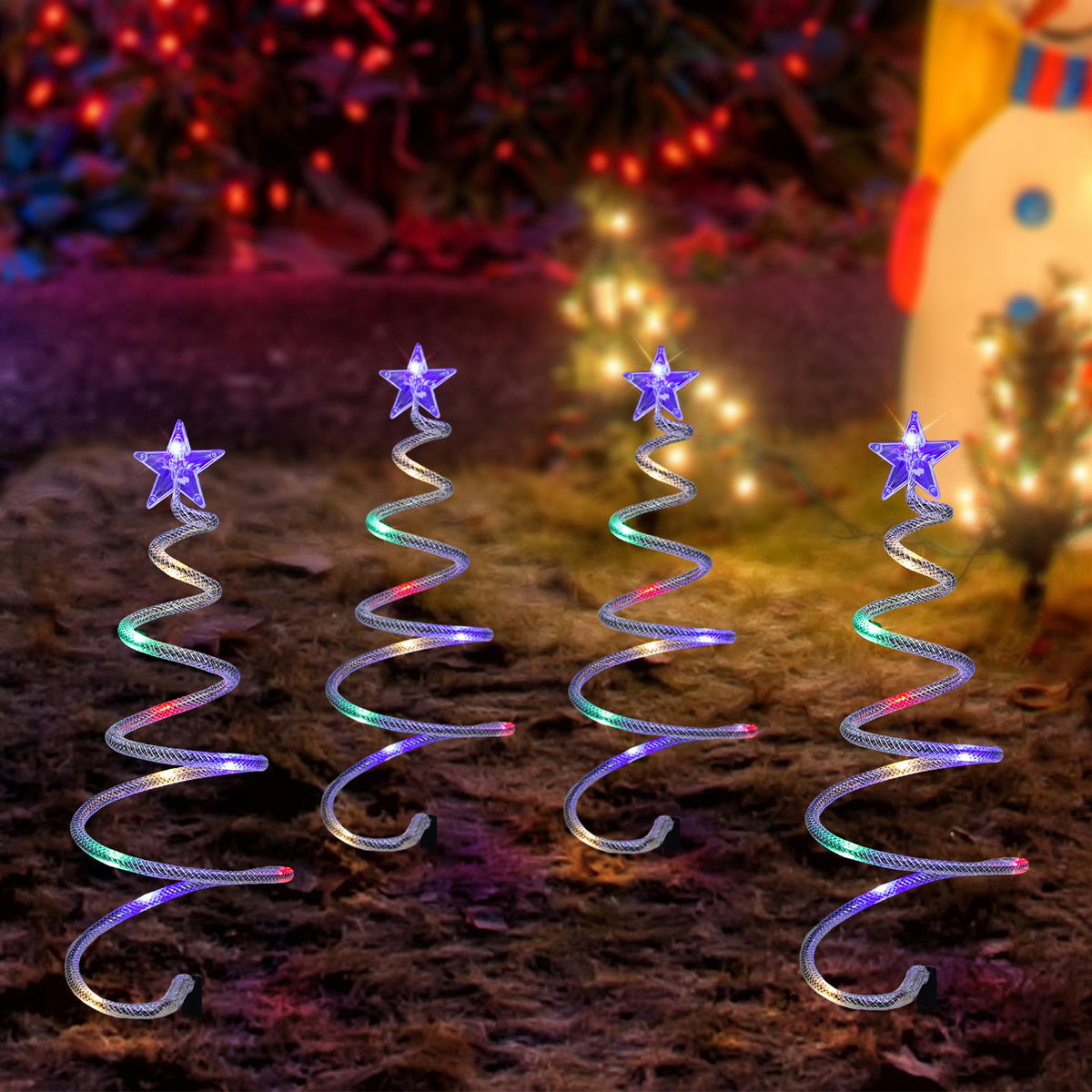 Christmas Tree Multi Coloured Star Lights 4 Pack