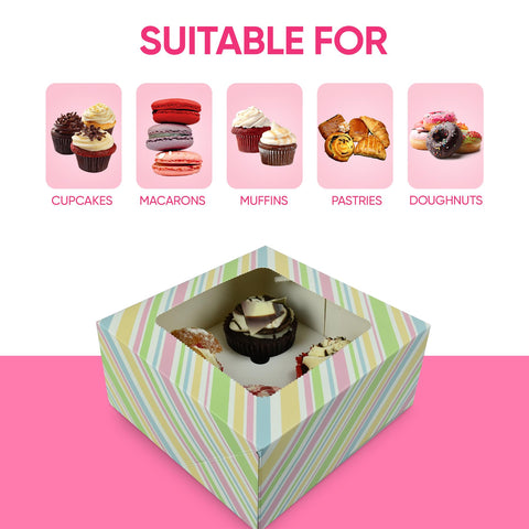 Windowed Cupcake Boxes for 4 Cupcakes