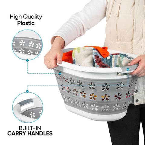 Collapsible Floral Laundry Basket