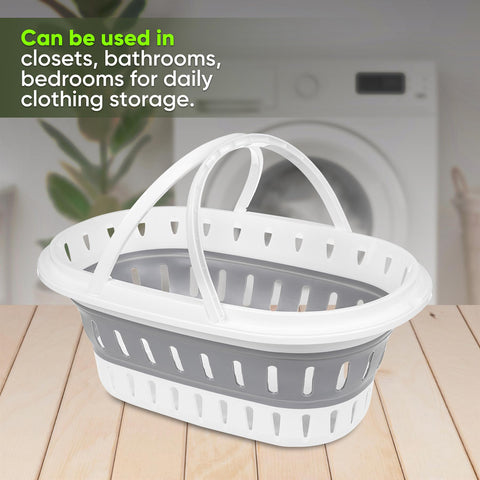 Collapsible Oval Basket With Carrying Handles