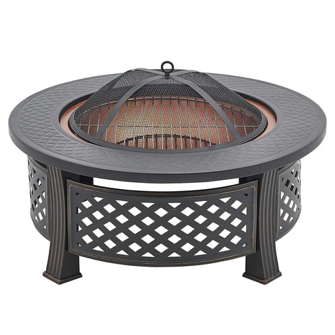 Large Copper Fire Pit Grill BBQ 80cm