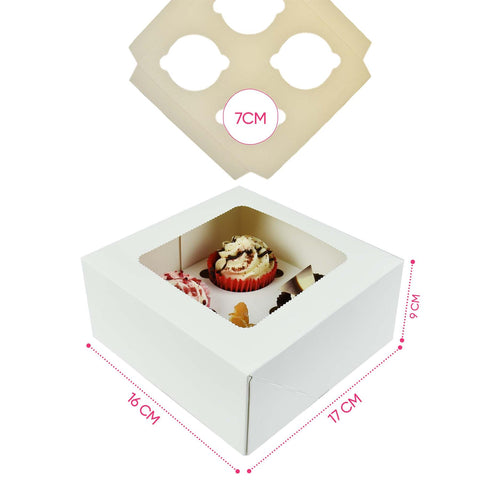 Windowed Cupcake Boxes for 4 Cupcakes