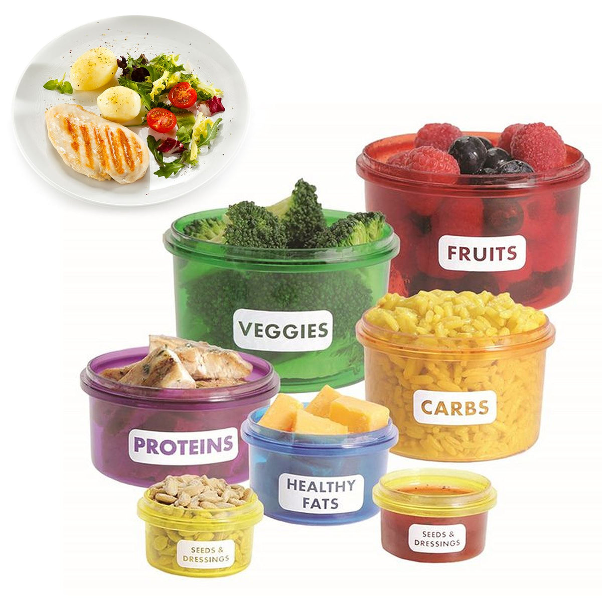 7Pcs Food Portions Storage Box