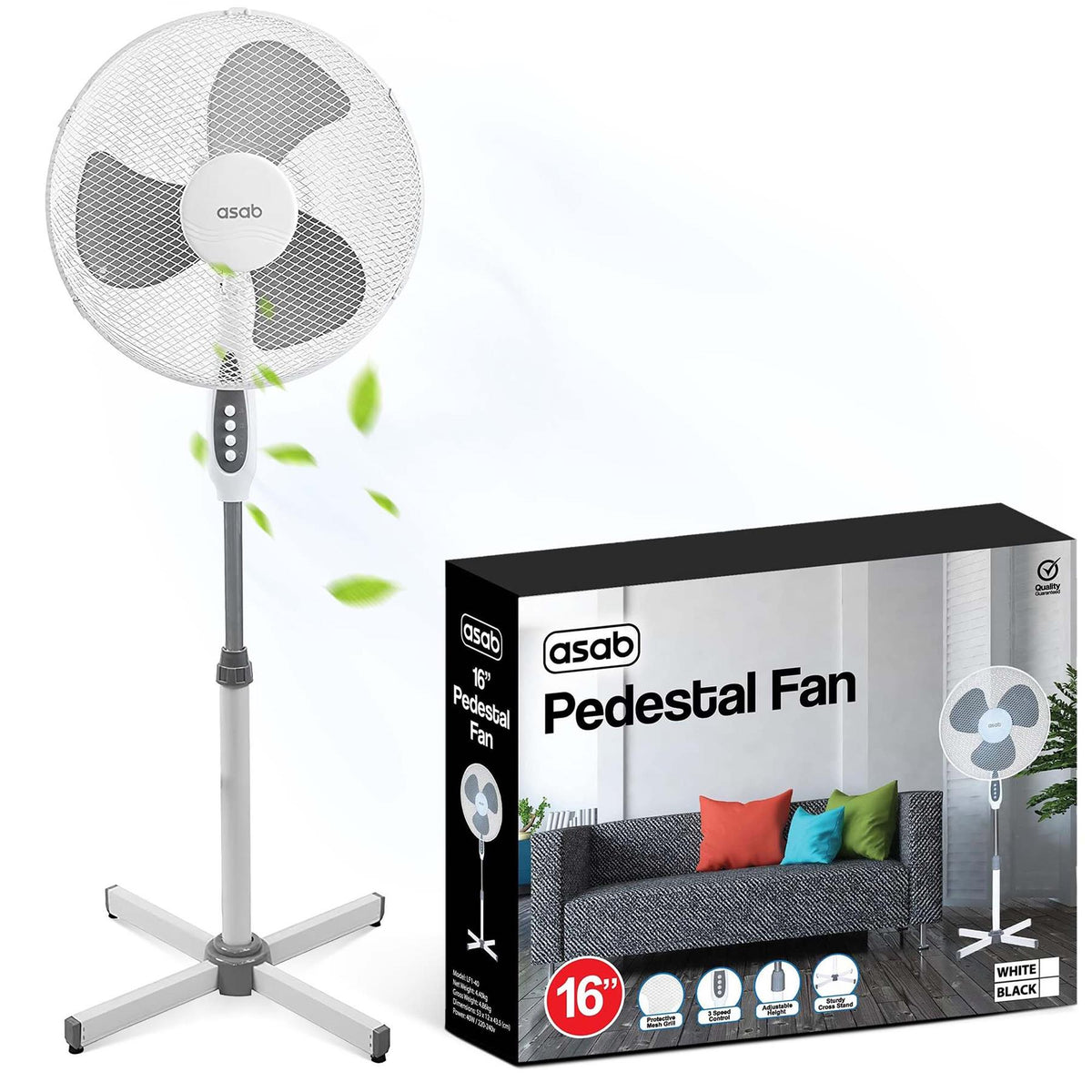 Oscillating Pedestal Fan 16'' White