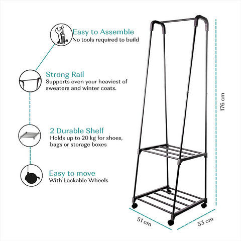 Garment Rack with 2 Tier Storage Shelf