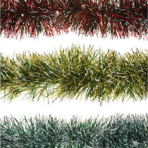 2M 6 Ply Coloured Snow Tipped 11cm Tinsel Garland