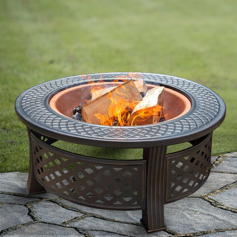 Large Copper Fire Pit Grill BBQ 80cm