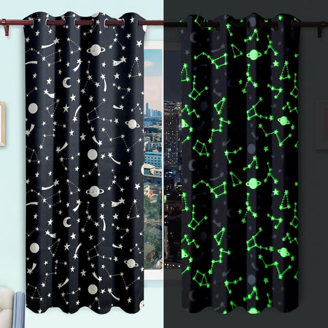 Blackout Glow In The Dark Kid Pair Curtains