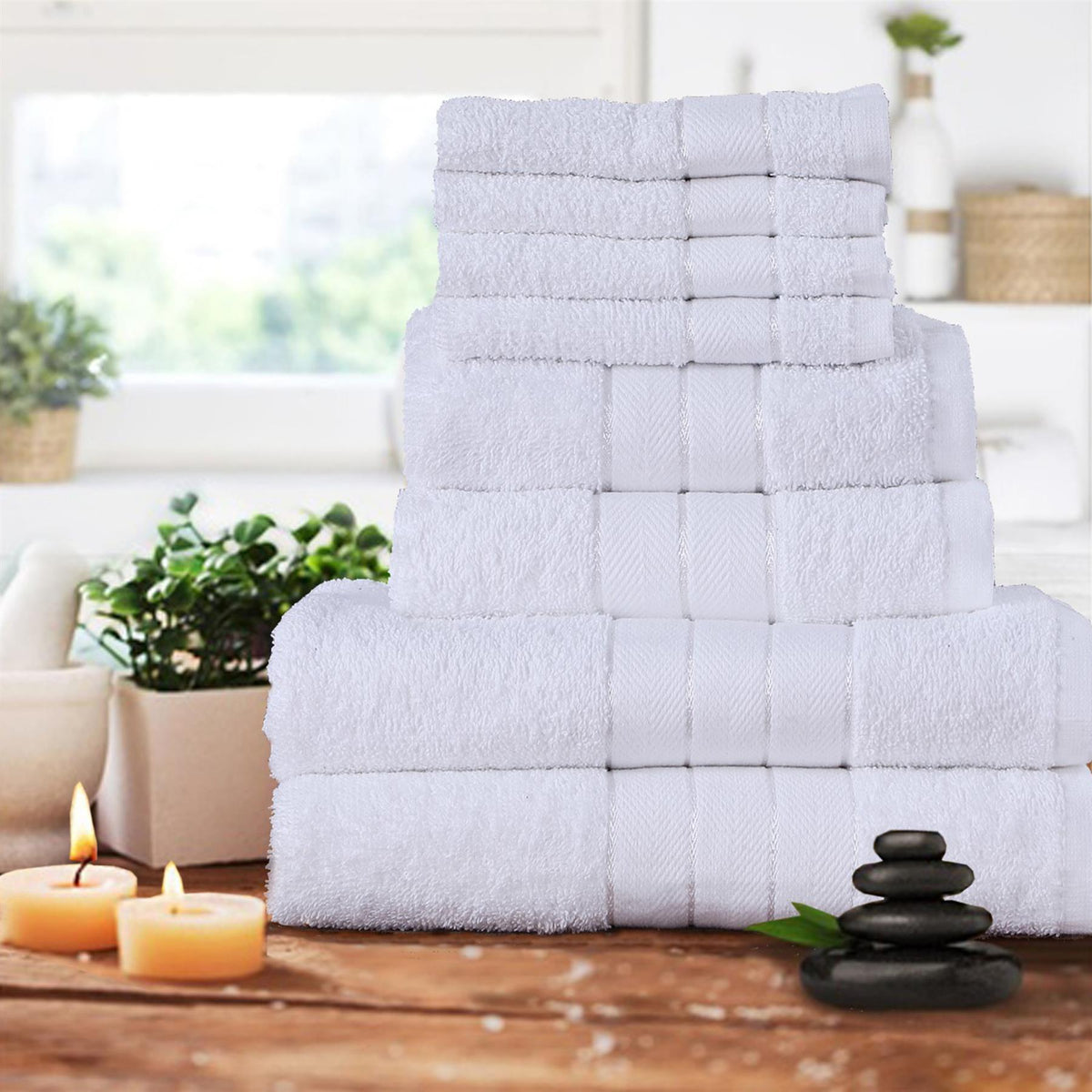 8Pc Manhattan Bamboo Towel Bale Set - White