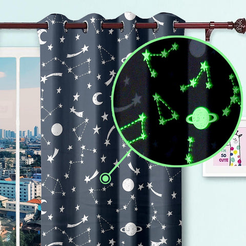 Blackout Glow In The Dark Kid Pair Curtains