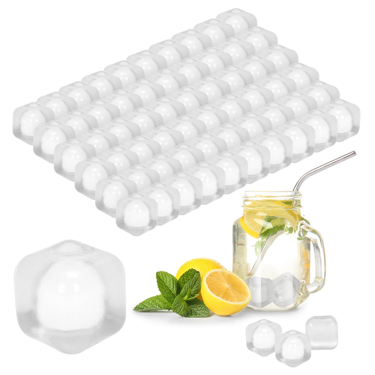 60 Reusable White Ice Cubes