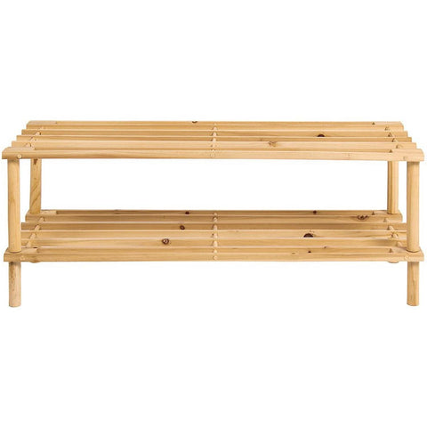 2 Tier Shoe Rack Natural Wood Storage