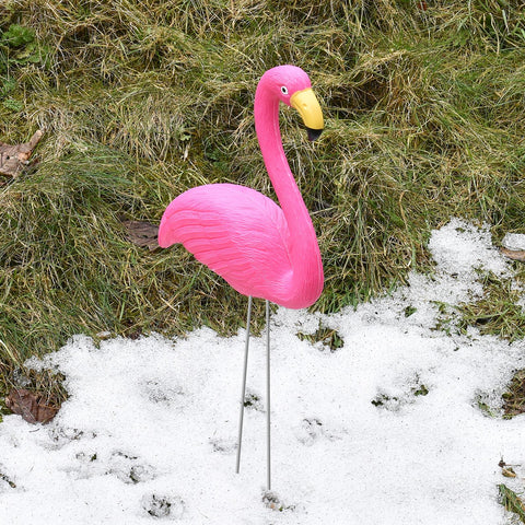 2Pcs Pink Garden Pond Flamingo Ornaments Decoration