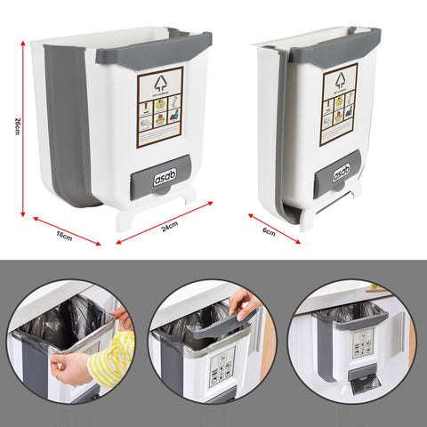 Folding Kitchen Waste Bin 8L