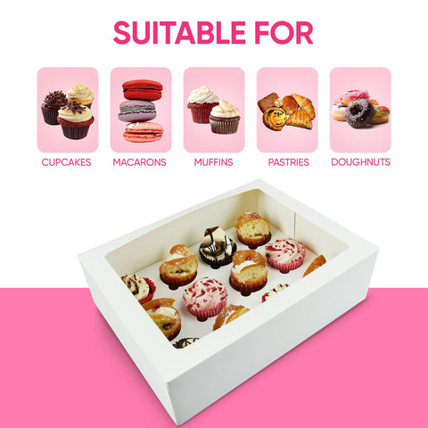 Windowed Cupcake Boxes for 12 Cupcakes