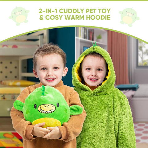 Kids Plush Animal Fleece Hoodie Blanket