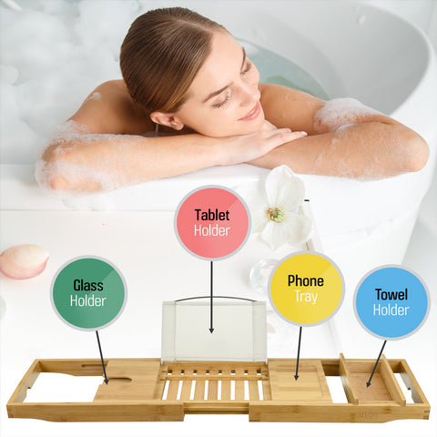 Bath Tray Rack for Food and Drinks