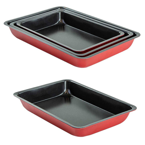 3 Pc Non Stick Baking Roasting Tray Set