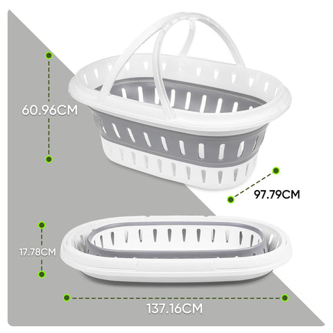 Collapsible Oval Basket With Carrying Handles