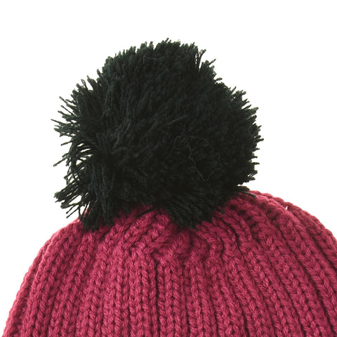 Girls Fashion Bobble Hat Red Black