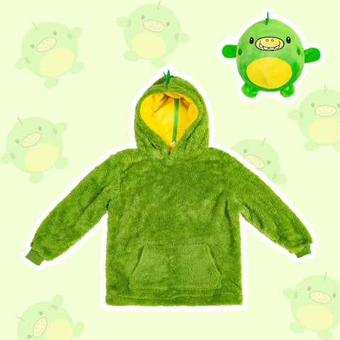 Kids Plush Animal Fleece Hoodie Blanket